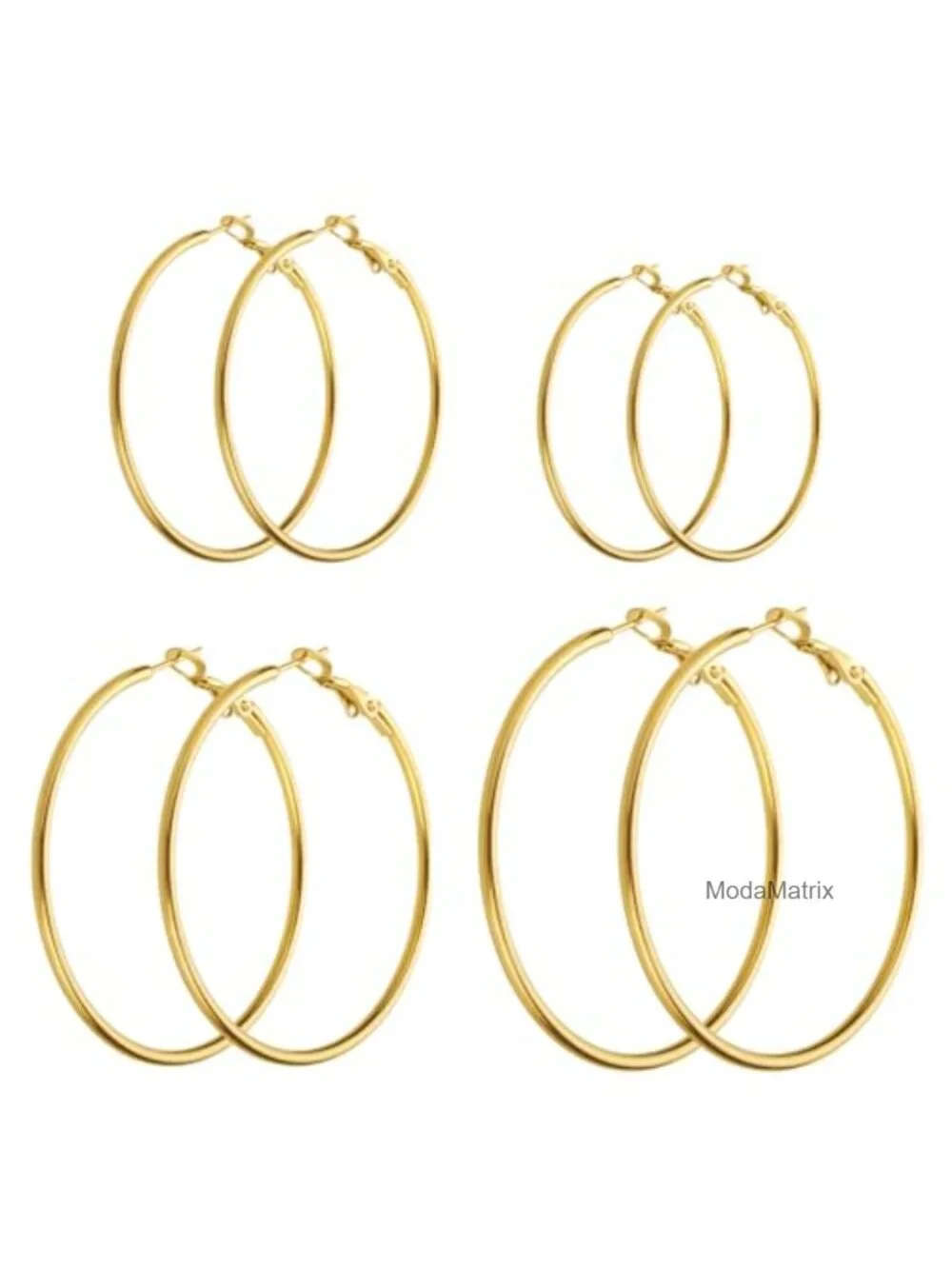 4 Pairs Hypoallergenic 14K Gold Plated Hoop Earrings Set